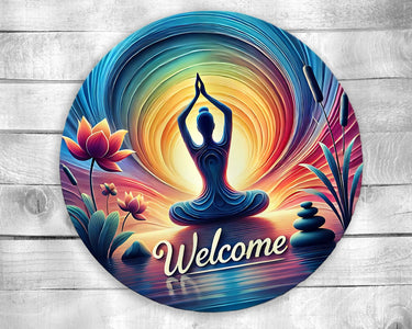 Yoga Colorful Door Hanger - Bright Wooden Sign, Fun Home Decor for Front Door, Seasonal & Year-Round Use, Vibrant Entryway Accent